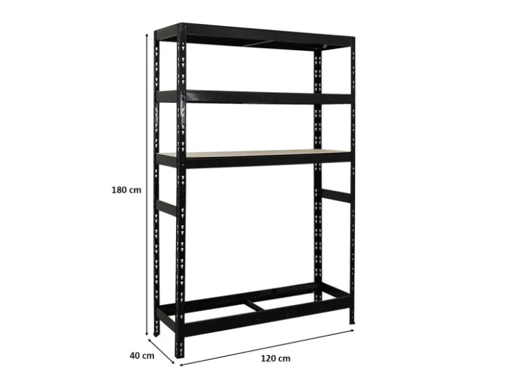 PROREGAL Reifenregal Tiger HxBxT 180 x 120 x 40 cm Bis Zu 6 Reifen Auf 1 Ebene + 3 Ablagen* Regale Schwarz