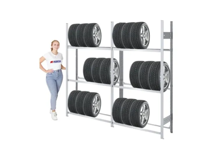 PROREGAL Reifenregal Tire Pro Made In Germany HxBxT 200 x 200 x 43 cm 3 Ebenen 150 kg Fachlast Bis Zu 10 Reifen Pro Ebene Verzinkt* Kellerregale