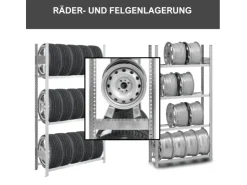PROREGAL Reifenregal Tire Pro Made In Germany HxBxT 200 x 200 x 43 cm 3 Ebenen 150 kg Fachlast Bis Zu 10 Reifen Pro Ebene Verzinkt* Kellerregale
