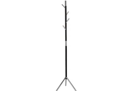 PROREGAL Schicker Minimalistischer Garderobenständer Mit 4 Aluminiumhaken Höhe 180 cm Schwarz & Haken Verchromt* Garderoben