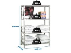 PROREGAL Schraubregal Panda Mid HxBxT 150 x 100 x 30 cm Fachlast 100 kg Grau