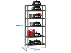 PROREGAL Schraubregal Panda Tall HxBxT 200 x 80 x 50 cm 6 Fachböden Fachlast 100 kg Anthrazit* Kellerregale|Metallregale