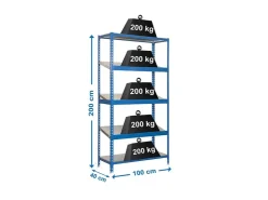 PROREGAL Schrägbodenregal Dowa Stecksystem HxBxT 200 x 100 x 40 cm Fachlast 200 kg Blau