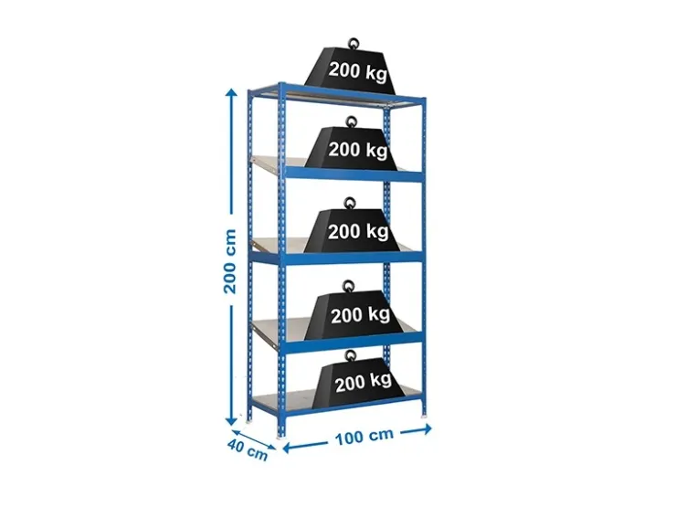 PROREGAL Schrägbodenregal Dowa Stecksystem HxBxT 200 x 100 x 40 cm Fachlast 200 kg Blau