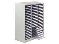 PROREGAL Schubladencontainer Kobra mit 63 Schubladen HxBxT 88 x 80 x 35 cm Lichtgrau
