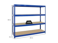 PROREGAL Schwerlastregal Dino HxBxT 180 x 180 x 60 cm Fachlast 500 kg* Schwerlastregal