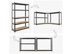 PROREGAL Schwerlastregal Ragnar für Gesamtlast 875 kg HxBxT 180 x 120 x 40 cm Kellerregal Steckregal Garagenregal Lagerregal* Metallregale|Regale Schwarz
