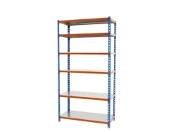 PROREGAL Schwerlastregal Giant Metal Shark HxBxT 250 x 90 x 50 cm Fachlast 180 kg Blau-Orange