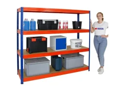 PROREGAL Schwerlastregal Dino HxBxT 180 x 200 x 60 cm Fachlast 500 kg Blau/Orange* Schwerlastregal