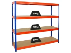 PROREGAL Schwerlastregal Dino HxBxT 180 x 200 x 60 cm Fachlast 500 kg Blau/Orange* Schwerlastregal