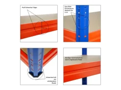 PROREGAL Schwerlastregal Dino HxBxT 180 x 200 x 60 cm Fachlast 500 kg Blau/Orange* Schwerlastregal