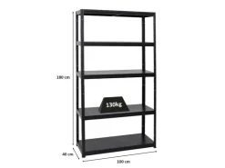 PROREGAL Schwerlastregal Steel Eagle HxBxT 180 x 100 x 40 cm Fachlast 130 kg* Regale Schwarz|Schwerlastregal