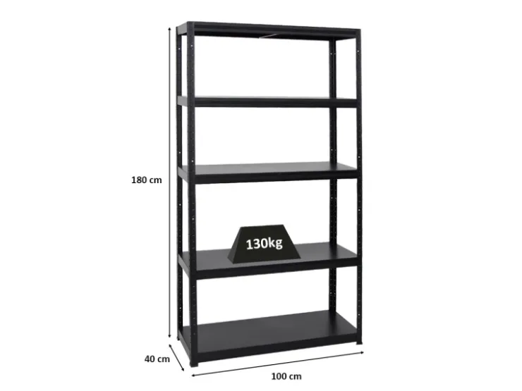 PROREGAL Schwerlastregal Steel Eagle HxBxT 180 x 100 x 40 cm Fachlast 130 kg* Regale Schwarz|Schwerlastregal