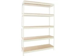 PROREGAL Schwerlastregal Wood Yeti Light Five HxBxT 200 x 100 x 60 cm Fachlast 300 kg Weiß* Regalsysteme
