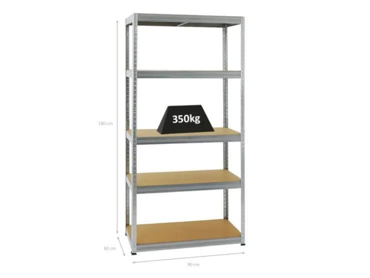 PROREGAL Schwerlastregal Slim Elephant M HxBxT 180 x 90 x 60 cm 5 Ebenen Fachlast 350 kg