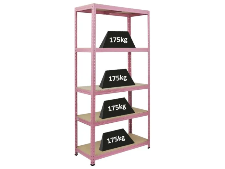 PROREGAL Schwerlastregal PINK LADY HxBxT 180x90x40cm Fachlast 175kg 5 Ebenen Pink Kellerregal Steckregal Garagenregal Lagerregal* Kellerregale|Schwerlastregal