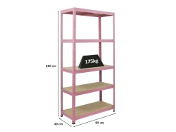 PROREGAL Schwerlastregal PINK LADY HxBxT 180x90x40cm Fachlast 175kg 5 Ebenen Pink Kellerregal Steckregal Garagenregal Lagerregal* Kellerregale|Schwerlastregal