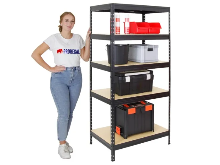 PROREGAL Schwerlastregal Rivet HxBxT 180 x 90 x 60 cm Fachlast 250 kg Innovatives Stecksystem* Kellerregale|Schwerlastregal