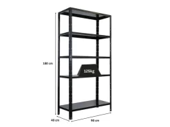PROREGAL Schwerlastregal Ares HxBxT 180x90x40cm 5 Stahlplatten-Ebenen Fachlast 125 kg