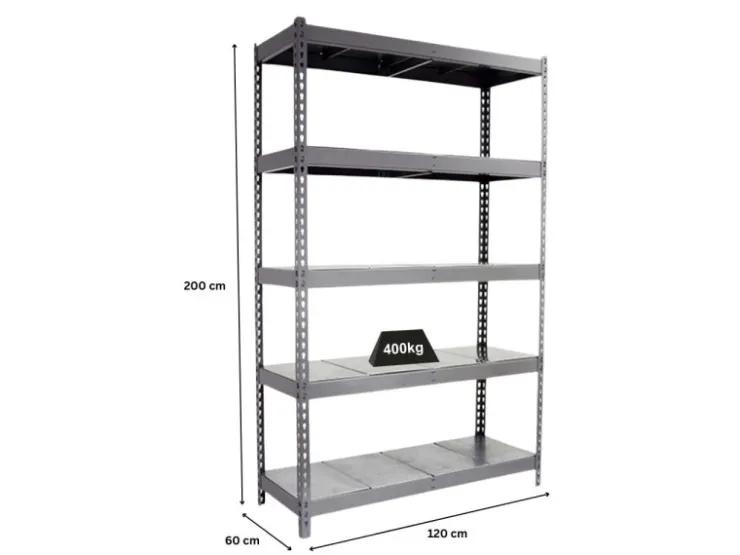 PROREGAL Schwerlastregal Metal Yeti Five HxBxT 200 x 120 x 60 cm Fachlast 400 kg Grau