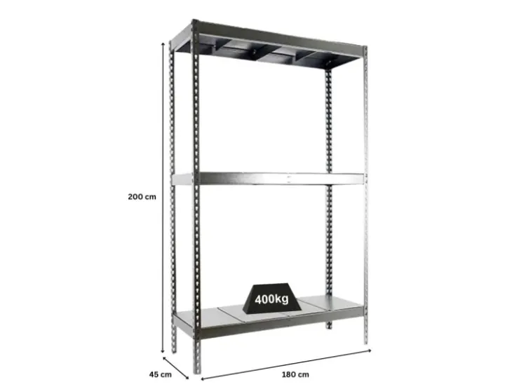 PROREGAL Schwerlastregal Big Metal Yeti Three HxBxT 200 x 180 x 45 cm Fachlast 400 kg Verzinkt* Metallregale
