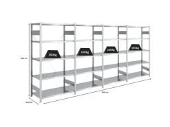 PROREGAL Schwerlastregal Silver Mamba Made In Germany HxBxT 200 x 400 x 50 cm 5 Ebenen Je 150 kg Fachlast Verzinkt* Schwerlastregal