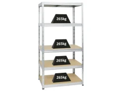 PROREGAL Schwerlastregal Tiger HxBxT 180 x 90 x 60 cm Fachlast 265 kg 5-Ebenen* Schwerlastregal