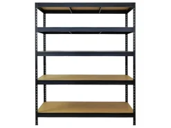 PROREGAL Schwerlastregal Rivet HxBxT 180x150x60 cm Fachlast 250kg Innovatives Stecksystem Schwarz* Regale Schwarz|Schwerlastregal