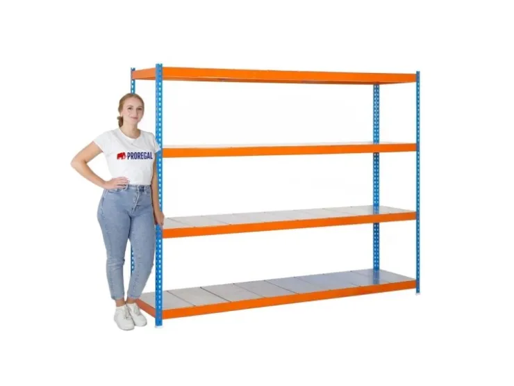 PROREGAL Schwerlastregal Big Metal Yeti Four HxBxT 200 x 150 x 45 cm Fachlast 400 kg Blau-Orange* Metallregale|Schwerlastregal