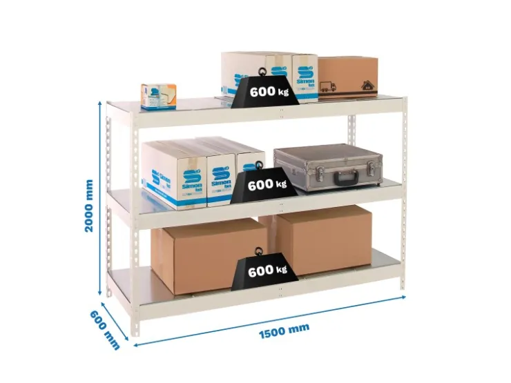 PROREGAL Schwerlastregal Metal Beast Three HxBxT 200 x 150 x 60 cm Fachlast 600 kg Weiß* Regalsysteme
