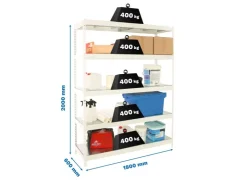 PROREGAL Schwerlastregal Big Metal Yeti Five HxBxT 200 x 180 x 60 cm Fachlast 400 kg Weiß* Regalsysteme