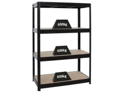 PROREGAL Schwerlastregal DINO HxBxT 180x120x60cm Fachlast 600kg* Regale Schwarz|Metallregale