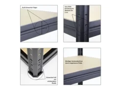 PROREGAL Schwerlastregal DINO HxBxT 180x120x60cm Fachlast 600kg* Regale Schwarz|Metallregale