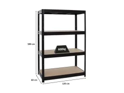 PROREGAL Schwerlastregal DINO HxBxT 180x120x60cm Fachlast 600kg* Regale Schwarz|Metallregale
