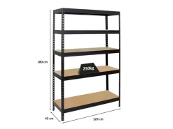PROREGAL Schwerlastregal Rivet HxBxT 180 x 120 x 45 cm Fachlast 250 kg Innovatives Stecksystem* Schwerlastregal