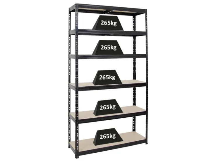 PROREGAL Schwerlastregal Giant Tiger XL HxBxT 220 x 120 x 40 cm Fachlast 265 kg 6-Ebenen Schwarz* Schwerlastregal