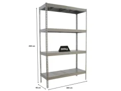 PROREGAL Schwerlastregal Metal Beast Four HxBxT 200 x 180 x 45 cm Fachlast 600 kg Verzinkt