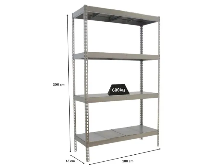PROREGAL Schwerlastregal Metal Beast Four HxBxT 200 x 180 x 45 cm Fachlast 600 kg Verzinkt