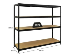 PROREGAL Schwerlastregal Giant Elephant HxBxT 160 x 180 x 60 cm Fachlast 200kg Schwarz* Kellerregale|Regale Schwarz