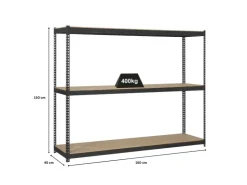 PROREGAL Schwerlastregal Mid Wood Yeti Three HxBxT 150 x 150 x 45 cm Fachlast 400 kg Anthrazit* Kellerregale|Schwerlastregal