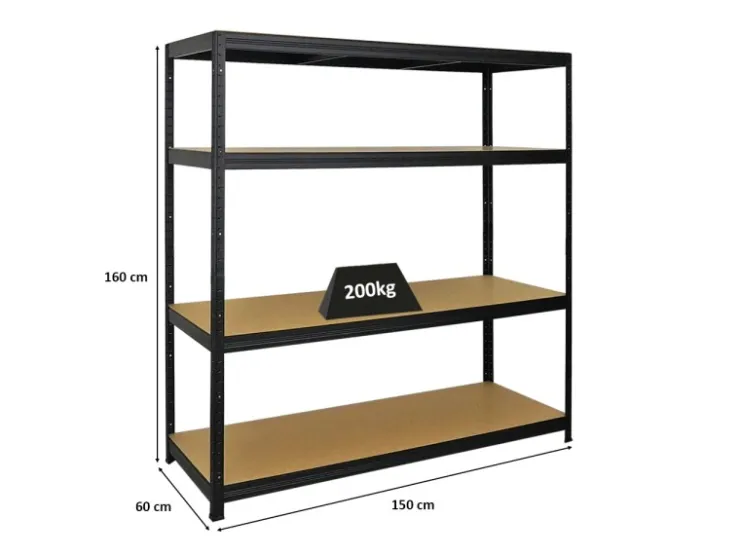 PROREGAL Schwerlastregal Giant Elephant HxBxT 160 x 150 x 60 cm Fachlast 200 kg* Regale Schwarz|Schwerlastregal