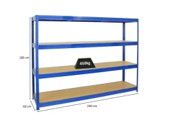 PROREGAL Schwerlastregal Dino HxBxT 180 x 240 x 60 cm Fachlast 450 kg