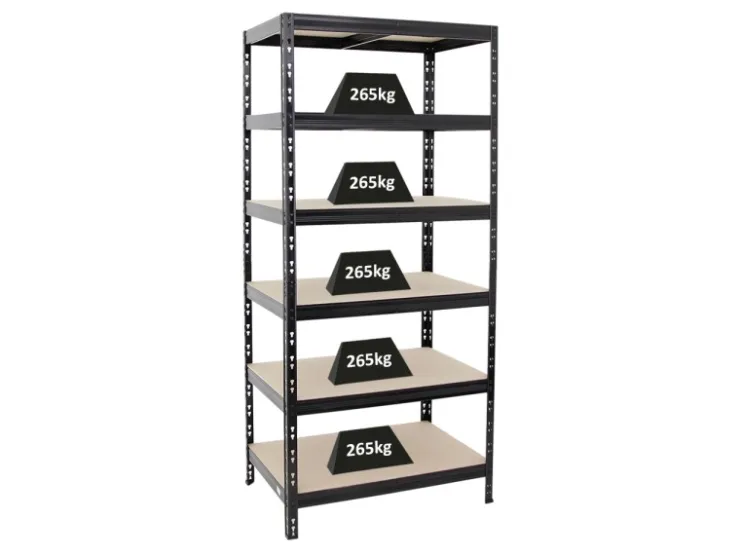 PROREGAL Schwerlastregal Giant Tiger HxBxT 200 x 90 x 60 cm Fachlast 265 kg 6-Ebenen Schwarz