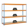 PROREGAL Schwerlastregal Wood Beast Four HxBxT 200 x 240 x 60 cm 4 Ebenen Fachlast 400 kg Blau-Orange* Metallregale
