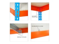 PROREGAL Schwerlastregal Wood Beast Four HxBxT 200 x 240 x 60 cm 4 Ebenen Fachlast 400 kg Blau-Orange* Metallregale