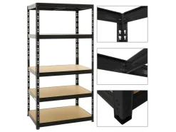 PROREGAL Schwerlastregal Tiger HxBxT 180 x 90 x 60 cm Fachlast 265 kg 5-Ebenen* Regale Schwarz|Schwerlastregal