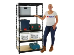 PROREGAL Schwerlastregal Tiger HxBxT 180 x 90 x 60 cm Fachlast 265 kg 5-Ebenen* Regale Schwarz|Schwerlastregal