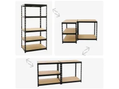 PROREGAL Schwerlastregal Tiger HxBxT 180 x 90 x 60 cm Fachlast 265 kg 5-Ebenen* Regale Schwarz|Schwerlastregal