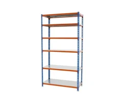 PROREGAL Schwerlastregal Giant Metal Shark HxBxT 250 x 100 x 50 cm Fachlast 180 kg Blau-Orange* Metallregale|Schwerlastregal