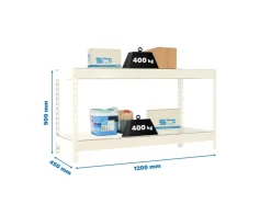 PROREGAL Schwerlastregal Mini Metal Yeti Two HxBxT 90 x 120 x 45 cm Fachlast 400 kg Weiß* Regalsysteme